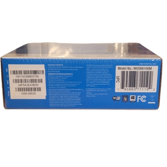 NIB Linksys Max Stream AC600 WiFi Micro USB Adapter - Picture 6 of 6